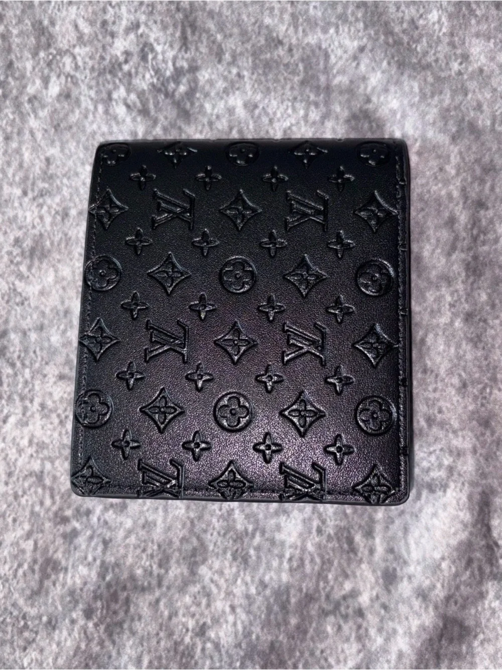 Louis Vuitton Black Monogram Embossed Card Holder Wallet
